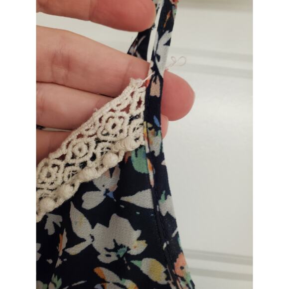 Women's Maurices Navy Floral Boho Crochet V-Neck Flowy Sundress | Size Small - Picture 11 of 11